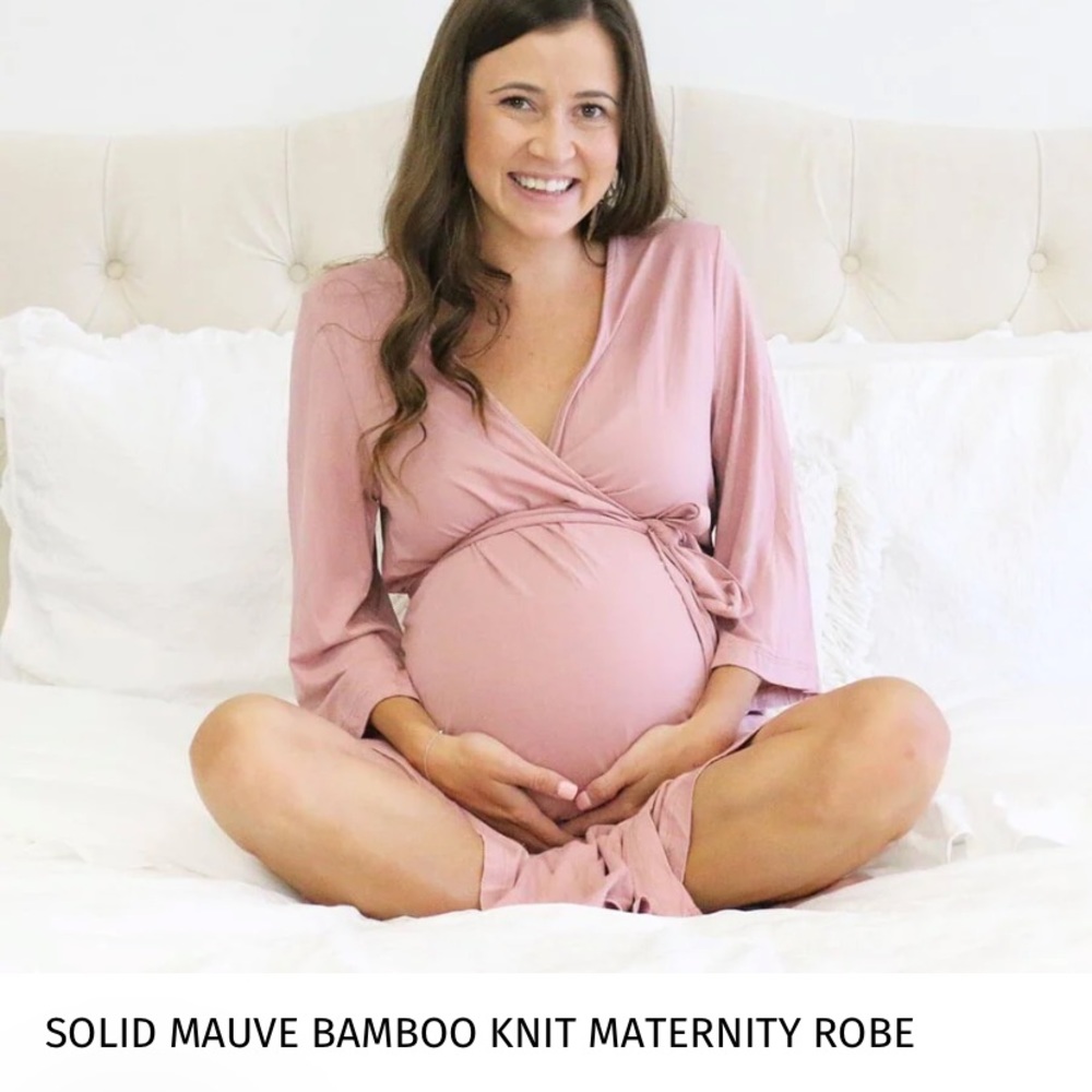 Caden lane SOLID MAUVE BAMBOO KNIT MATERNITY ROBE